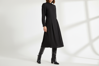 black midi dress with boots