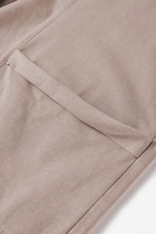 Black Mineral Wash Exposed Seam Drawstring Elastic Waistband Wide Leg Cargo Pants