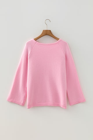 White Solid Color Knit Loose Bracelet Sleeve Dolman Sweater