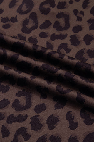 Brown Plus Size Leopard Short Set