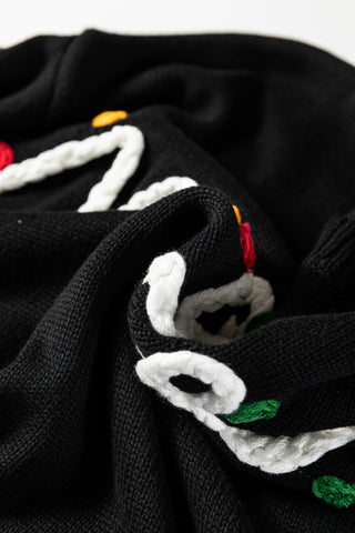 Smoke Gray Merry Colorful Dot Detail Christmas Drop Shoulder Sweater