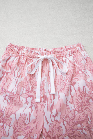 Multicolour Abstract Floral Print Loose Pullover Drawstring Pants 2pcs Set