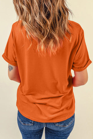 Orange PUMPKIN SEASON Letter Print Relaxed T Shirt