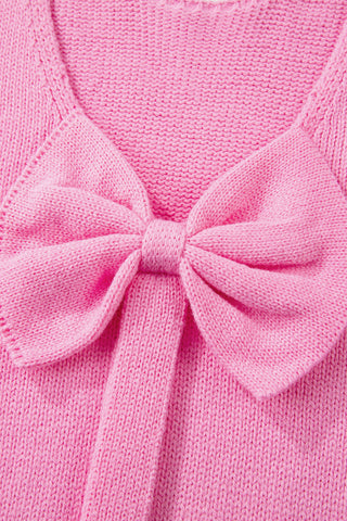 Bonbon Festive Bow Backless Bubble Sleeve Sweater