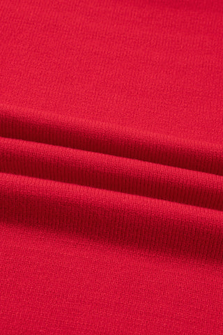 Fiery Red YEEHAW Embroidered Letter Loose Short Sleeve Sweater