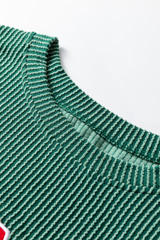 Black MERRY Corded Long Sleeve Top and Pockets Pants Set