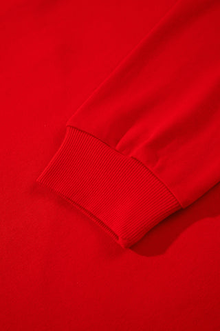 Fiery Red Patch Embroidery Star Colorblock Plus Size Sweatshirt