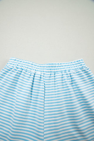 Green Stripe Oversize Mock Neck Sweatshirt and Shorts Set