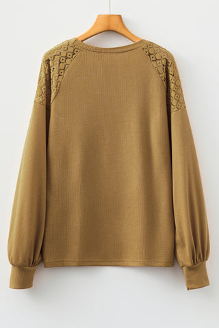 Chestnut Lace Long Sleeve Textured Pullover
