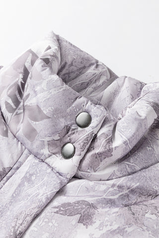 Brown Camo Leaf Print Winter Puffer Vest