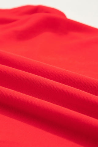 Racing Red Solid Color High Neck Cap Sleeve Loose Top