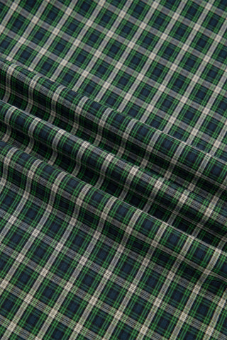 Green Plaid Square Neck Shirred High Waist Ruffle Hem Dress