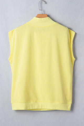 Racing Red Solid Color High Neck Cap Sleeve Loose Top