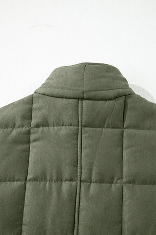 Green Zip-Up Pocket Quilted Jacket