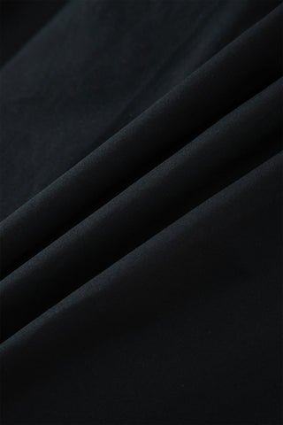 Black Contrast Trim Pleated Casual Active Shorts