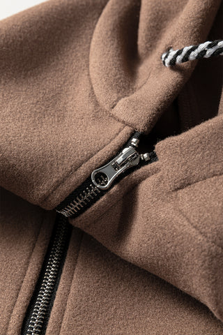 Four Leaf Clover Contrast Cuffed Drop Shoulder Zip up Tunic Hoodie