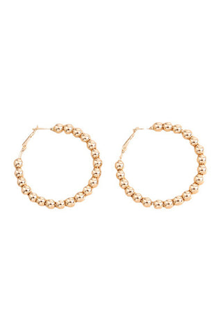 Gold Plated Beads Alloy Hoop Earrings