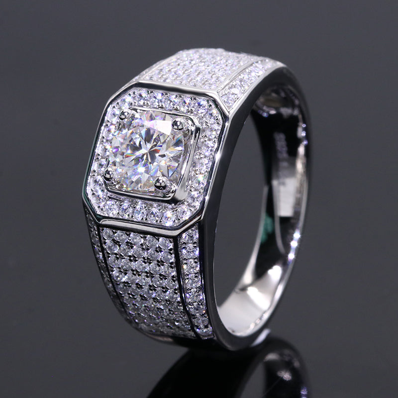 Men's Engagement Rings 3 Carats Moissanite Diamond Silver