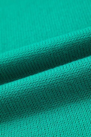Bright Green Merry Print Ribbed Trim Round Neck Loose Fit Sweater