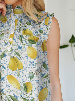 FAM-FAM Frill Printed Mock Neck Top