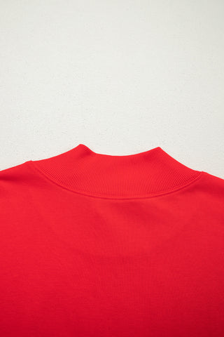 Racing Red Solid Color High Neck Cap Sleeve Loose Top